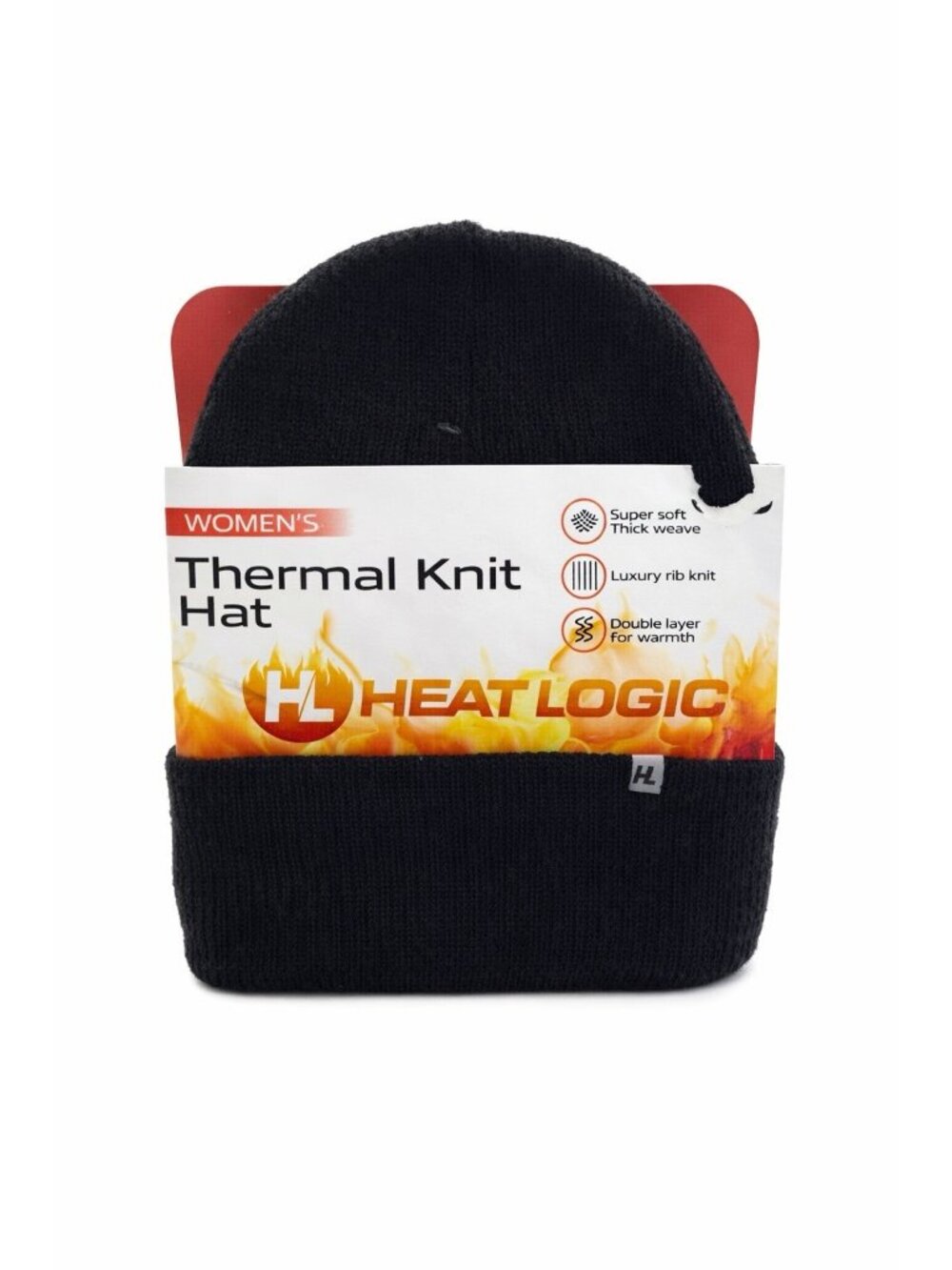 Heat Logic Women Thermal Ribbed Knit Hat Black OSFM new